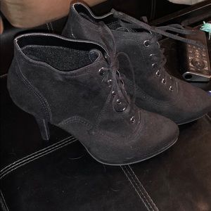Black lace up heel booties